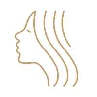 Icon von einem Frauenkopf mit langen Haaren und Strähnen